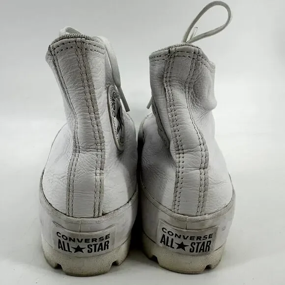 Converse Chuck Taylor All Star Sneakers Leather Lugged Sole High Top White 8